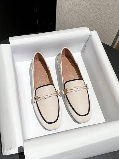 Mengshangli نساء لوفرز سهلة الارتداء، أحادية اللون، أنيقة وبأسلوب كاجوال كلاسيكي، بتصميم حواف متناقضة، أحذية مسطحة متعددة الاستخدامات، مناسبة للمكتب والخارج، لكل المواسم