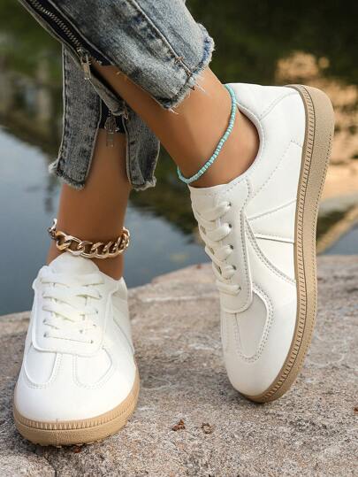 أحذية رياضية كاجوال للسيدات مع رباط, موضة الربيع/الخريف، ذات مقدمة مستديرة وسُمك في الوحدات, مضادة للانزلاق, أحذية جري, للاستخدام الخارجي/الشارع