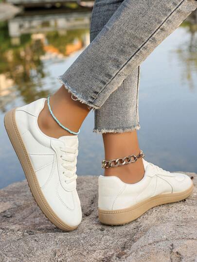 أحذية رياضية كاجوال للسيدات مع رباط, موضة الربيع/الخريف، ذات مقدمة مستديرة وسُمك في الوحدات, مضادة للانزلاق, أحذية جري, للاستخدام الخارجي/الشارع