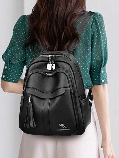 حقيبة ظهر نسائية من جلد طبيعي ناعم ذات جودة عالية، طراز عتيق لطالبات المدارس، سعة كبيرة مناسبة للسفر، حقيبة كتب