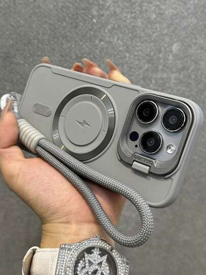 غطاء هاتف فاخر بتصميم الحرارة المغناطيسي ، مع حامل كاميرا وسلسلة قابلة للفك ، غطاء خلفي من السيليكون الناعم للأيفون 16 15 14 13 12 11 برو ماكس بلس ، قطعة واحدة