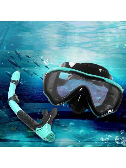 قناع غوص تحت الماء للكبار قطعة واحدة، قناع كامل الوجه من الزجاج المقوى، مقاوم للماء ومانع للضباب للرياضات الخارجية والرياضات المائية والسباحة