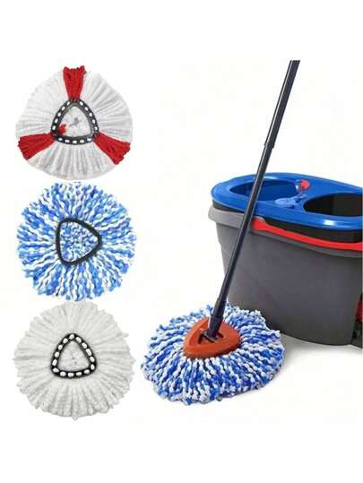 قطعة واحدة من رأس مسح ثلاثي الأبعاد قابل للدوران 360 درجة، مصنوع من مواد ألياف دقيقة للغاية، سهل التنظيف، قابل للغسل آليا وإعادة الاستخدام، مناسب لتنظيف جميع أنواع الأرضيات