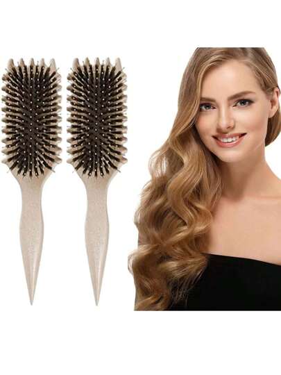 قطعة واحدة فرشاة شعر جديدة من قش القمح لإضفاء قوام وتجعيد ، مشط تصفيف للحصول على تجاعيد منتفخة