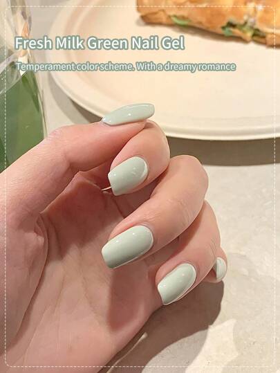 annies زجاجة طلاء أظافر جل أخضر بلون الحليب الطازج 10مل قطعة واحدة، أخضر نعناعي شبه دائم يزال بالنقع، مناسب لالستخدام بأشعة UV وLED، فن أظافر DIY في صالون