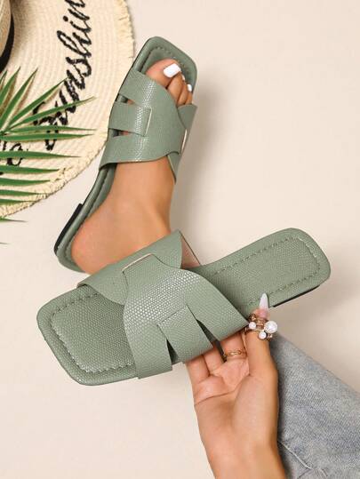 صنادل نسائية موضة جديدة ربيع/صيف ذات شكل H ، نعال روماني كاجوال، بلون أسود/بيج/بني فاتح مطبعة مريحة وشبشب، صحراوي أنيق من الألماس لتوصية المدونات ، حذاء شاطئ سميك ذو كعب منخفض، صنادل منزلية/خارجية غير انزلاقية أنيقة بنقشة تمساح مسطحة للسيدات