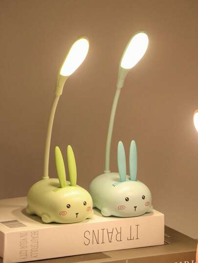 1 قطعة لمبة مكتبية لطيفة على شكل أرنب تعمل بشحن USB، ضوء قراءة ودراسة LED إبداعي، قابلة للطي للغرفة والسكن الجامعي لأوقات الليل