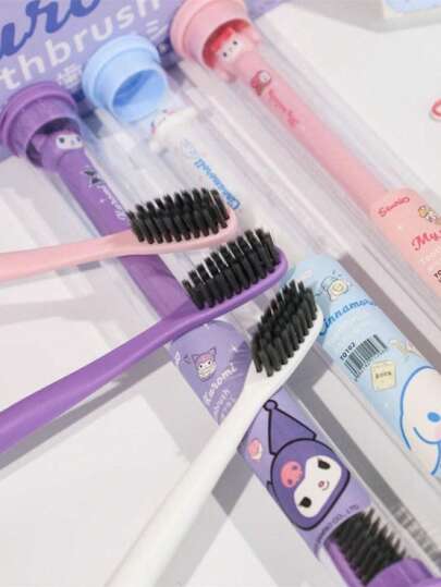 Sanrio فرشاة أسنان ناعمة بتصميم السنريو الكرتوني قطعة واحدة، تصميم لفافة القرفة الحلوة والجميلة، للعناية الفموية الدقيقة ، فرشاة أسنان فردية للسفر