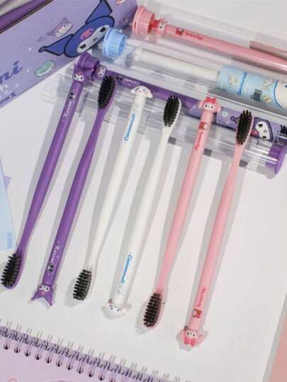 Sanrio فرشاة أسنان ناعمة بتصميم السنريو الكرتوني قطعة واحدة، تصميم لفافة القرفة الحلوة والجميلة، للعناية الفموية الدقيقة ، فرشاة أسنان فردية للسفر