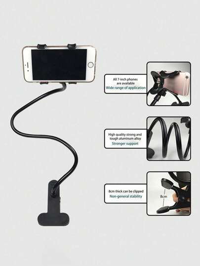 حامل هاتف محمول متعدد الاستخدامات للشخص الكسول، فيديوهات بث مباشر بجانب السرير، رأس مشبك مزدوج، تطبيق دوين، أفلام، حامل سرير، متوافق مع آيفون وهواتف أندرويد, هدية لعيد الميلاد والعائلة والأصدقاء، دوران 360 درجة، حامل سرير لشخص كسول، حامل هاتف