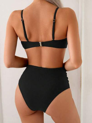 Swim Chiccia مجموعتان من البكيني للنساء بحزام معدني مكلل باللؤلؤ وتنظيم البطن عالي الخصر ، لون بني ، أنيقة للعطلات الصيفية 2025