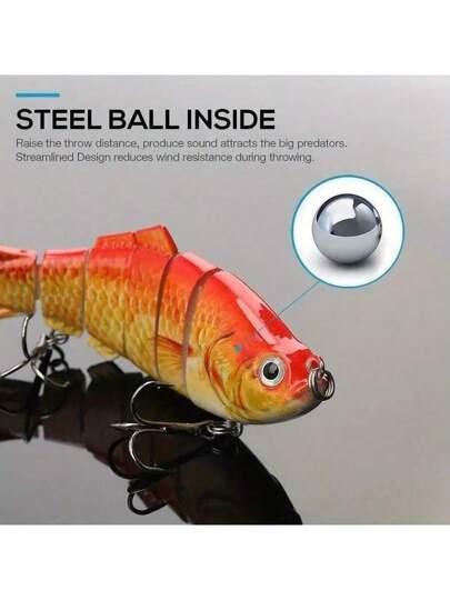 5 قطع / 3 قطع / 1 قطعة طعم صيد أسماك من النوع المتعدد المفاصل، مناسب لموائل أسماك البحر، طُعم صيد سمك غارق ببطء وواقعي لمياه العذبة والملحة (ألوان عشوائية)