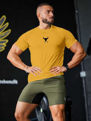 Manfinity Sport PWRUP قميص رياضي ضاغط بأكمام قصيرة ومريح للرجال، ملابس علوية ألعاب كرة السلة، قميص رجالي بنمط "أنا أحب صديقي" ، سراويل رجالية للتمارين وملابس الركض وفساتين