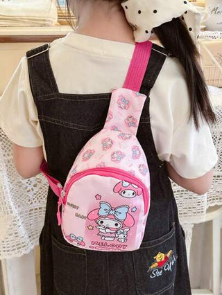 Sanrio حقيبة أطفال الملحنة ، محفظة معدنية كرتونية صغيرة ، أكياس معدنية للأولاد والبنات ، حقيبة صدر صغيرة قابلة للطي من النايلون ، حقيبة سحاب للحلوى ، حقيبة سفر للأشياء الصغيرة وحقيبة الصدر لحمل النقود مناسبة للخروجات