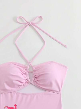 مايوه حريمي قطعة واحدة Swim Vcay مجموعة قطعتين للاستحمام في عطلة الربيع، بدلة سباحة قطعة واحدة بحمالات متقاطعة ذات طبعة ملونة، وتنورة شاطئية، طراز عطلة شبه بدوي مناسب للحفلات