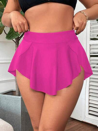 SHEIN Swim Curve أسفل ملابس السباحة ذات اللون الأحادي لحجم كبير للنساء، مناسب لشاطئ العطلات