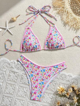طقم تانكيني حريمي Swim Mod بكيني صيفي بطراز عشوائي قبالة مع طبعة الزهور كامل قطعتين ملابس السباحة بنساء