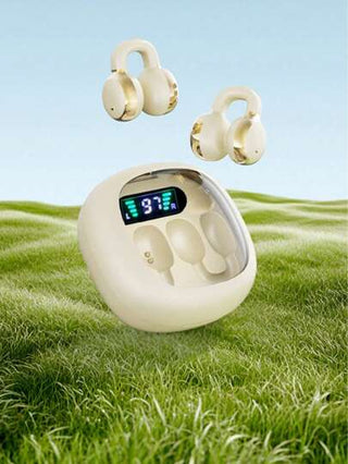 1 قطعة X31 سماعات رأس لاسلكية تعمل بالبلوتوث، خاليتين من حلمات الأذن، قابلتان للشحن، شاشة LED، سدادات أذن للهواتف الذكية/السفر/الأعمال/الرياضة/المعينات السمعية، مع ميكروفون، من مادة ABS شفافة 200 مللي أمبير