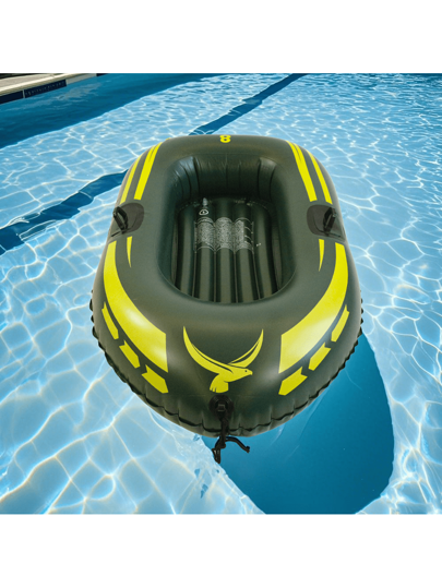 قارب نفاخ أخضر قطعة واحدة، عوامة نفاخة للاستخدام في حمام السباحة، الشاطئ، ضروريات العطلات