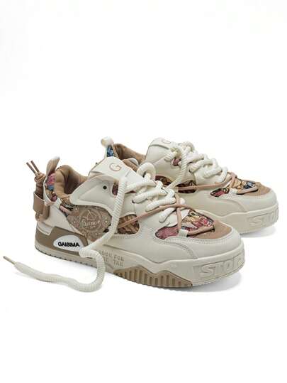 DareSee أحذية رياضية عشوائية التصميم جرافيتي ذات قاعدة سميكة مضادة للانزلاق ، تنفس كاجوال للرجال مناسبة للصيف ومهرجانات الموسيقى وحفلات Y2K والعودة للمدرسة