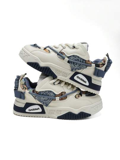 DareSee حذاء رياضي كاجوال للرجال من قماش البوط تهوية مميزة وصيفي، سميك لا انزلاقي، بنقشات جرافيتي عشوائية وملائم لأوقات الفراغ لحفلات الموسيقى والموضة الراجعة للمدارس