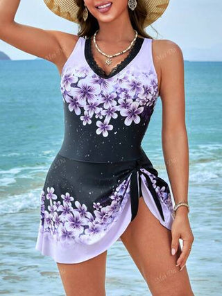 مايوه حريمي قطعة واحدة بذلة سباحة نسائية قطعة واحدة مثيرة مزينة بالدانتيل نحت الصدر وخصر ملزوم، مناسبة للصيف والشاطئ