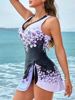 مايوه حريمي قطعة واحدة بذلة سباحة نسائية قطعة واحدة مثيرة مزينة بالدانتيل نحت الصدر وخصر ملزوم، مناسبة للصيف والشاطئ