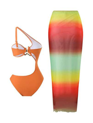 مايوه حريمي قطعة واحدة Swim Oasis مجموعة بحرية من قطعتين للنساء: فستان كشكش شفاف طويل بأكتاف مفتوحة وبدلة السباحة بطباعة عشوائية، كاجوال صيفي، وصول جديد 2025، أزياء إبيزا