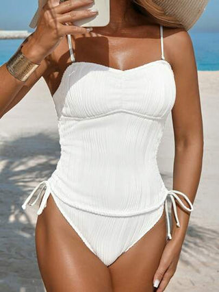 طقم تانكيني حريمي Swim Vcay بكيني 2 قطعة للنساء بنقشة الأمواج ذات لون واحد, قابل للتعديل بمشبك, مزين بالكشكشة, بدلة سباحة عصرية كاجوال للأعياد