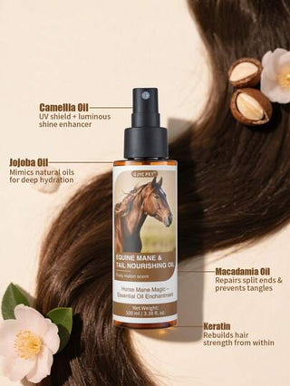 GJYC PET زيت لمشط لجمال المؤخرة والذيل المنتشر في الحصان ، برائحة البطيخ الفاكهية - يقوي ويلمع ويصلح الشعر المتطاير | خليط من جوجوبا وماكاديميا والكيراتين | يمنح سهولة في المشط ويحمي من الحرارة والأشعة فوق البنفسجية (3.38 أونصة سائلة)