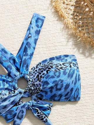 مايوه حريمي قطعة واحدة بكيني ذو ظهر مكشوف ومربوط بطراز نمر، ملابس شاطئ للاصطياف وقضاء العطلات