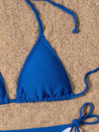 طقم تانكيني حريمي Swim Basics 2 قطعة/مجموعة سوليد تانكيني رقبة حلقة وقطع سباحة مثلثة