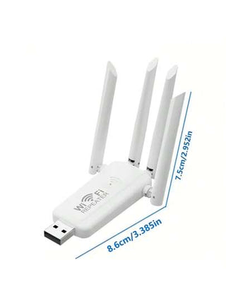 جهاز تقوية إشارة لاسلكي 300 ميجابت في الثانية ب- 4 هوائيات، مكبر إشارة السلكي بسرعة 2.4 جيجاهرتز لزيادة مدى الشبكة، يعمل عبر منفذ USB، بتصميم أنيق أسود وأبيض، للكمبيوتر والمكتب والاستخدام الداخلي