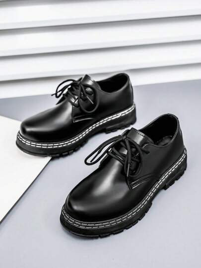 أحذية رياضة كاجوال رجال بنعل سميك مزين بوسادة هوائية، ذات طراز موسمي للربيع، كبيرة الحجم