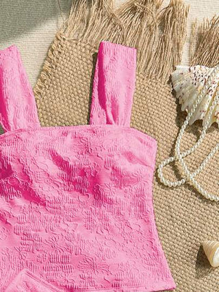 طقم تانكيني حريمي Swim Vcay مجموعة بكيني من قماش جاكارد ذو بنية نسيجية مناسبة للصيف للنساء قطعتين