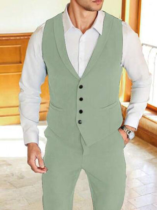 Manfinity Mode طقم رجالي رسمي من سترة بدون أكمام أحادية الصدر وبنطال بدلة رسمية، بدلة زفاف رسمية للرجال