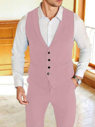 Manfinity Mode بدلة عصرية للرجال من قطعتين، صدرية منفردة الصدر كاجوال بدون أكمام وبنطلون مجموعة