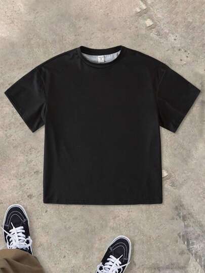 قميص تي شيرت ذو أكمام قصيرة وياقة دائرية للأولاد المراهقين، طباعة أحرف ورسومات كرتونية للشارع، مريح، موضة، بسيط، متعدد الاستخدامات، ناعم، مناسب للربيع والصيف والارتداء اليومي والخارجي والمدرسة والشارع والحفلات والراحة