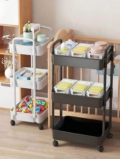 رف تخزين متعدد المهام وذو طبقات متعددة - حيز تخزين مستقل متعدد الطبقات - جهاز تخزين بلاستيكي مزود بعجلات - صندوق تخزين متعدد الوظائف مناسب للمطبخ والحمام والغرفة - مثالي لترتيب المنزل والتخييم الخارجي