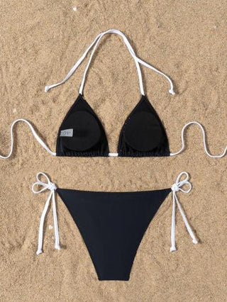 طقم تانكيني حريمي Swim Basics قميص سباحة قصير بياقة رفيعة وسروال سباحة، بدلة سباحة عصرية للصيف