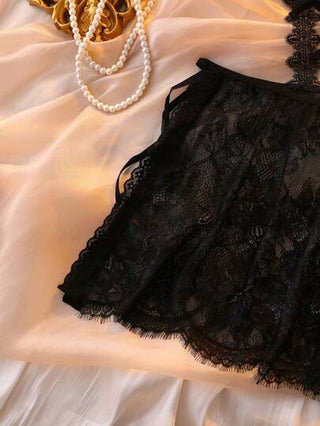 لانجيري حريمي DelicateAllure ثوب نوم نسائي من الدانتيل والشبك، ملابس داخلية مثيرة