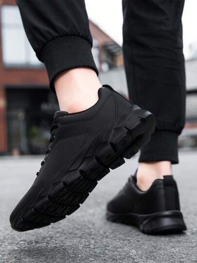 DaoLxi أحذية رجالية حذاء رياضي أحذية كاجوال أحذية صالة الألعاب الرياضية التنس أحذية رياضية أنيقة خفيفة الوزن من البولي يوريثان أحذية تمارين رياضية مريحة للقدم حذاء أسود
