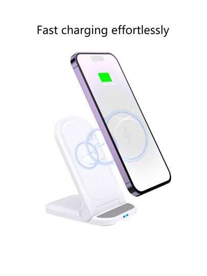 شاحن لاسلكي قابل للطي ثنائي اللفيفة، يدعم بقوة 15 وات، مزود بأربع صفوف من فتحات التبريد الفعالة، مصمم بشكل راقي وقابل للطي، وهو عملي وموفر للمساحة، مما يجعله خيارًا مثاليًا لشحن الهواتف المحمولة وأجهزة أخرى بسرعة على مكتب المكتب