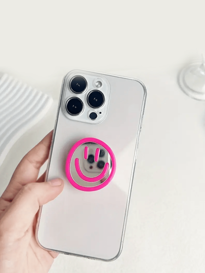 1 قطعة قابض هاتف محمول، قابض هاتف محمول قابل للتوسيع والطي بوجه ضاحك، حامل هاتف محمول صلب بلون واحد بسيط، ملحقات هاتف محمول، متوافق مع أجهزة آيفون وأندرويد، هدية لعيد الميلاد والعائلة والأصدقاء ، قابض هاتف قابل للسحب والضغط، ملحقات هاتف