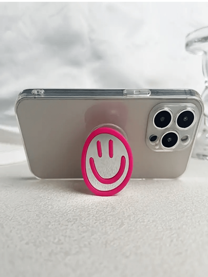 1 قطعة قابض هاتف محمول، قابض هاتف محمول قابل للتوسيع والطي بوجه ضاحك، حامل هاتف محمول صلب بلون واحد بسيط، ملحقات هاتف محمول، متوافق مع أجهزة آيفون وأندرويد، هدية لعيد الميلاد والعائلة والأصدقاء ، قابض هاتف قابل للسحب والضغط، ملحقات هاتف