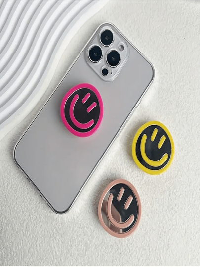 1 قطعة قابض هاتف محمول، قابض هاتف محمول قابل للتوسيع والطي بوجه ضاحك، حامل هاتف محمول صلب بلون واحد بسيط، ملحقات هاتف محمول، متوافق مع أجهزة آيفون وأندرويد، هدية لعيد الميلاد والعائلة والأصدقاء ، قابض هاتف قابل للسحب والضغط، ملحقات هاتف