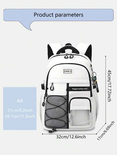 حقيبة ظهر رجالي بسيطة وكاجوال قطعة واحدة، إغلاق بسوستة، أشرطة كتف قابلة للتعديل، قماش متين، تصميم متعدد الجيوب سعة كبيرة، مناسبة للاستخدام اليومي والسفر، مع حزام لحقيبة السفر، ضروري مثالي للرجوع للمدرسة