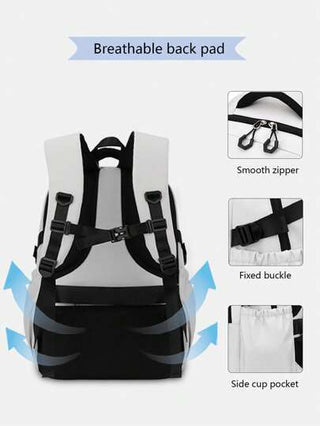 حقيبة ظهر رجالي بسيطة وكاجوال قطعة واحدة، إغلاق بسوستة، أشرطة كتف قابلة للتعديل، قماش متين، تصميم متعدد الجيوب سعة كبيرة، مناسبة للاستخدام اليومي والسفر، مع حزام لحقيبة السفر، ضروري مثالي للرجوع للمدرسة