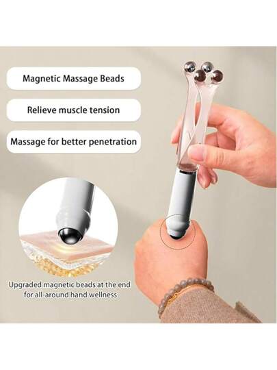 قطعة واحدة أداة تدليك اليد الدوارة 360 درجة، مع 5 خرزات مغناطيسية لتحسين الدورة الدموية، تخفيف ضغط وألم المعصم، رول كف وجزء من المعصم لتدليك الأصابع، يرخي العضلات ويرفق الأصابع، هدية عيد ميلاد وهدية عيد الأم وهدية من كبار السن