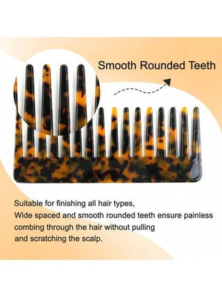 قطعة واحدة مشط شعر من مادة الأسيتات ذو تصميم ماربل مضاد للكهرباء الساكنة